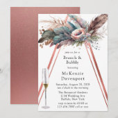 Roos Gold Boho Floral Triangle Brunch & Bubble Kaart (Voorkant / Achterkant)