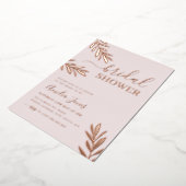 Roos Gold Boho Leaf Vrijgezellenfeest Folie Uitnodiging (Gedraaid)