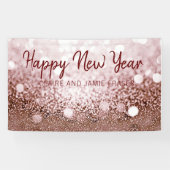 Roos Gold Bokeh Happy New Year Party Spandoek (Horizontaal)
