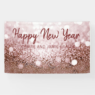 Roos Gold Bokeh Happy New Year Party Spandoek