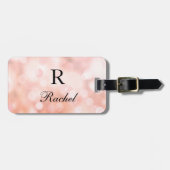 Roos Gold Bokeh Monogram Name Initiaal Girly Chic Bagagelabel (Voorkant horizontaal)