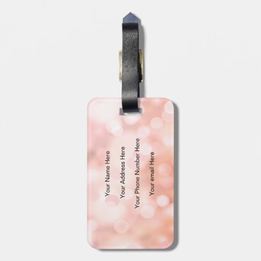 Roos Gold Bokeh Monogram Name Initiaal Girly Chic Bagagelabel (Achterkant verticaal)