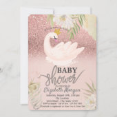 Roos Gold Bokeh, Swan Boho Flowers Baby shower Kaart (Voorkant)