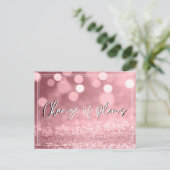 Roos Gold Bokeh Verandering van Plannen Wedding Up Briefkaart (Staand voorkant)