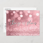 Roos Gold Bokeh Verandering van Plannen Wedding Up Briefkaart (Voorkant / Achterkant)