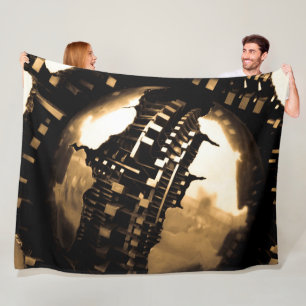 Roos Gold bolvormig Abstract Fleece Deken