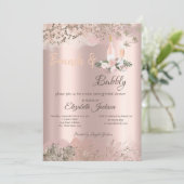 Roos Gold Border Brunch & Bubble Vrijgezellenfeest Kaart (Staand voorkant)