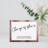 Roos Gold Border Change of Planans Postponed Weddi Briefkaart (Staand voorkant)