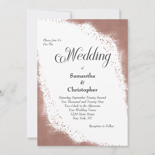 Roos Gold Border Glam Bling Modern Elegant Wedding Kaart (Voorkant)