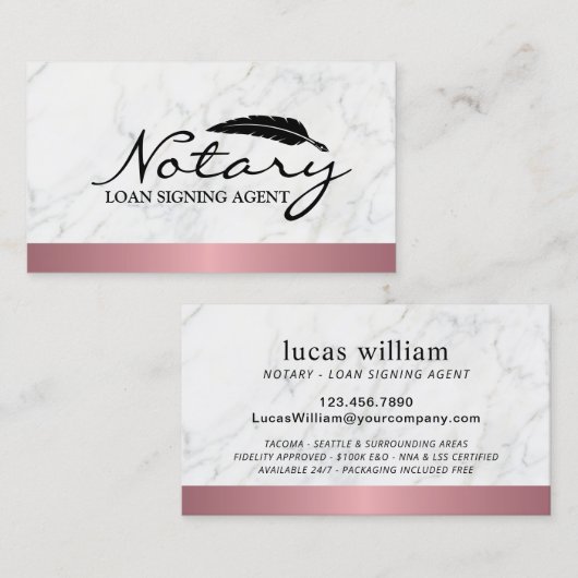 Roos Gold Border Marmer van de Notional Loan Signi Visitekaartje (Voorkant / Achterkant)