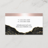 Roos Gold Border Modern Black & Gold Marble Visitekaartje (Achterkant)