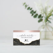 Roos Gold Border Modern Black & Gold Marble Visitekaartje (Staand voorkant)