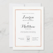Roos Gold Border Modern Wedding Invitation Kaart (Voorkant)