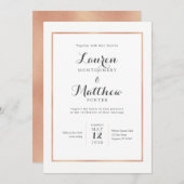 Roos Gold Border Modern Wedding Invitation Kaart (Voorkant / Achterkant)