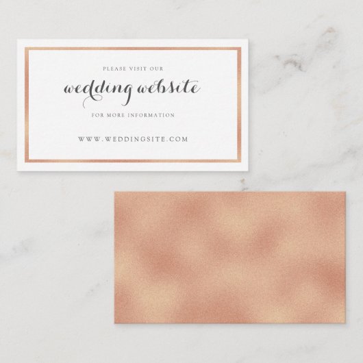 Roos Gold Border Moderne bruiloft website Kaart (Voorkant / Achterkant)