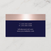 Roos Gold Border Navy Blue Modern Salon Spa Visitekaartje (Achterkant)