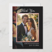 Roos Gold Border Trouwfoto Dank u kaart (Voorkant)