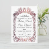 Roos Gold Border White Islamic Muslim Wedding Kaart (Staand voorkant)