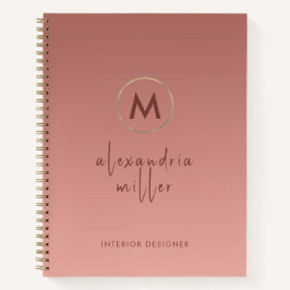 Roos Gold Bored Metal Monogram Script Ombre Notitieboek