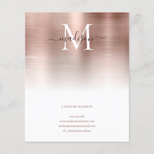 Roos Gold Bored Metal Monogram Stijlvol Manuscript (Achterkant)