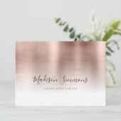 Roos Gold Bored Metal Monogram Stijlvol Manuscript Kaart (Staand voorkant)