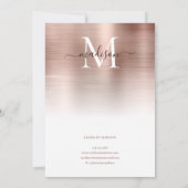 Roos Gold Bored Metal Monogram Stijlvol Manuscript Kaart (Achterkant)