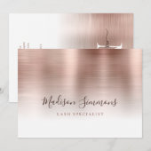 Roos Gold Bored Metal Monogram Stijlvol Manuscript Kaart (Voorkant / Achterkant)