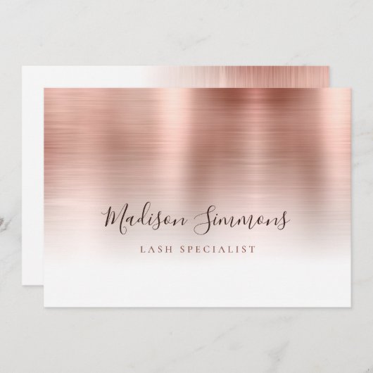 Roos Gold Bored Metal Monogram Stijlvol Manuscript Kaart (Voorkant / Achterkant)