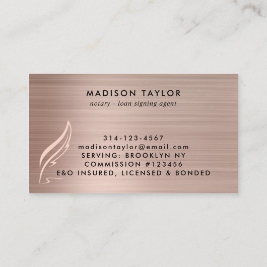 Roos Gold Borhed Metal Mobile Notional Loans Agent Visitekaartje (Achterkant)