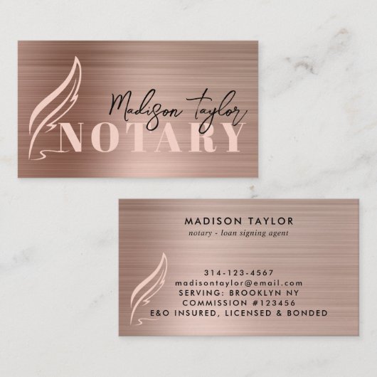 Roos Gold Borhed Metal Mobile Notional Loans Agent Visitekaartje (Voorkant / Achterkant)