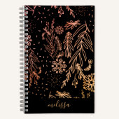 Roos Gold Botanical Doodle Pattern Handtekening Notitieboek (Voorkant)