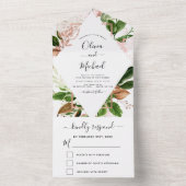 Roos Gold Botanical Greenery Wedding RSVP All In One Uitnodiging (Binnen)
