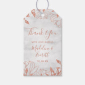 Roos Gold Botanische Bloemen Grijs Bruiloft Dank u Cadeaulabel (Voorkant)