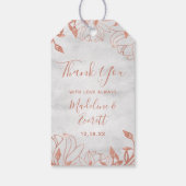 Roos Gold Botanische Bloemen Grijs Bruiloft Dank u Cadeaulabel (Achterkant)