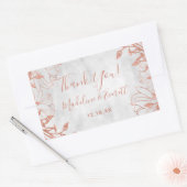 Roos Gold Botanische Bloemen Grijs Bruiloft Dank u Rechthoekige Sticker (Envelop)