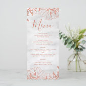 Roos Gold Botanische Bloemen Grijs Bruiloft Menu (Staand voorkant)