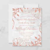 Roos Gold Botanische Bloemen Grijs Bruiloft Uitnod Magnetische Uitnodiging (Voorkant)