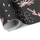 Roos Gold Botanische Doodle Patroon Cadeaupapier (Rol Hoek)