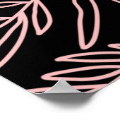 Roos Gold Botanische Doodle Patroon Poster (Hoek)