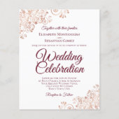 Roos Gold & Bourgogne BUDGET bruiloft uitnodiging (Voorkant)