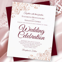 Roos Gold & Bourgogne BUDGET bruiloft uitnodiging