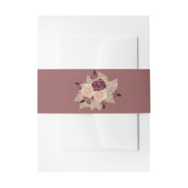 Roos Gold & Bourgogne Elegante Glitterij Bloemen Uitnodigingen Wikkel