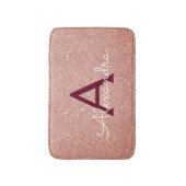 Roos Gold Bourgogne Folie Glitter Sparkle Monogram Badmat (Voorkant Verticaal)
