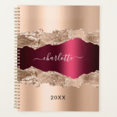 Roos Gold Bourgogne Metal Agaat Marmer Naam 2025 Planner (Voorkant)