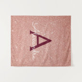 Roos Gold Bourgogne Sparkle Glitter Monogram Wandkleed (Voorkant (horizontaal))