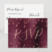 Roos Gold Bourgogne Sparkle RSVP Respons Uitnodiging Briefkaart (Voorkant / Achterkant)