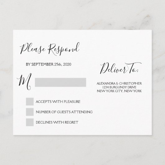 Roos Gold Bourgogne Sparkle RSVP Respons Uitnodiging Briefkaart (Achterkant)