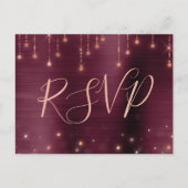 Roos Gold Bourgogne Sparkle RSVP Respons Uitnodiging Briefkaart (Voorkant)