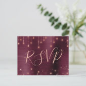Roos Gold Bourgogne Sparkle RSVP Respons Uitnodiging Briefkaart (Staand voorkant)