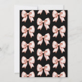 Roos Gold Bow Coquette Script Sweet 16 Party Zwart Kaart (Achterkant)